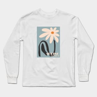 Spring blossom, Flower market, Blue retro print, 70s, Indie decor, Cottagecore, Fun art, Groovy abstract flowers Long Sleeve T-Shirt